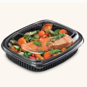 1x Compartment Meal Tray Black 34oz - 40x Per Pack